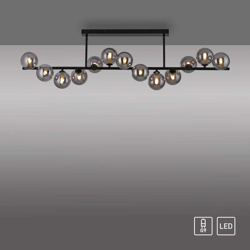 Schöner Wohnen 14505-18 - Lámpara colgante LED sobre varilla DUBAI 13xG9/3W/230V negro/ahumado