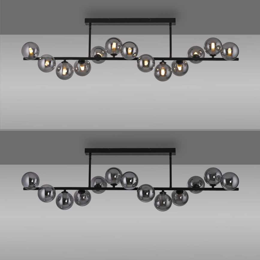 Schöner Wohnen 14505-18 - Lámpara colgante LED sobre varilla DUBAI 13xG9/3W/230V negro/ahumado