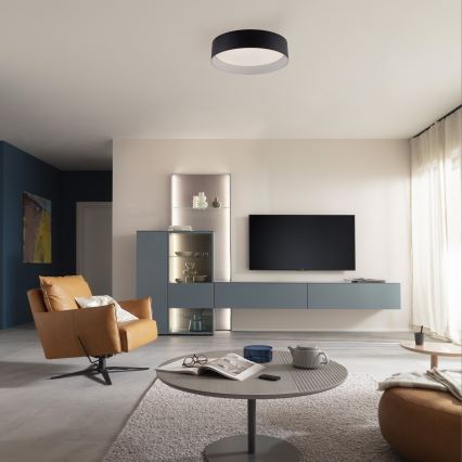 Schöner Wohnen 14593-18 - Lámpara de techo LED regulable TAVOLI, 10 W, 230 V, 2700-6500 K, Ø 28,5 cm, negro + mando a distancia