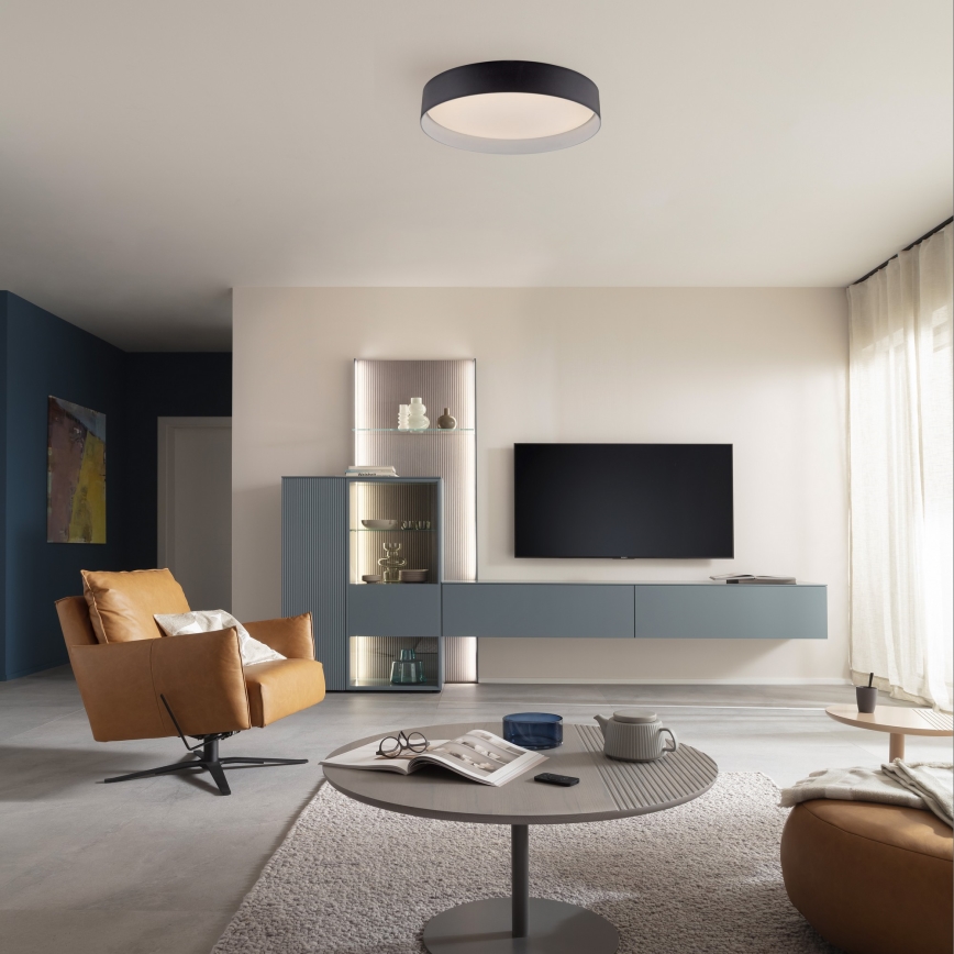 Schöner Wohnen 14594-18 - Plafón LED regulable TAVOLI, 20 W, 230 V, 2700–6500 K, Ø 39 cm, negro, con mando a distancia