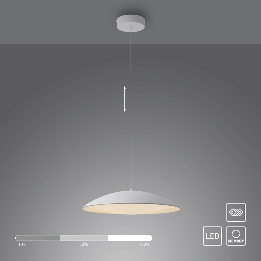 Schöner Wohnen 14607-16 - Lámpara colgante LED regulable con cable LENTE LED/23W/230V diámetro 50 cm blanco