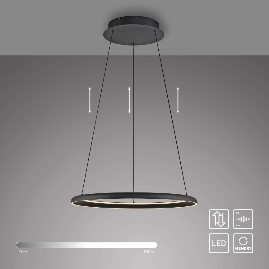 Schöner Wohnen 15570-18 - Lámpara colgante LED regulable con cable QUILLO LED/36W/230V Ø 60 cm negra