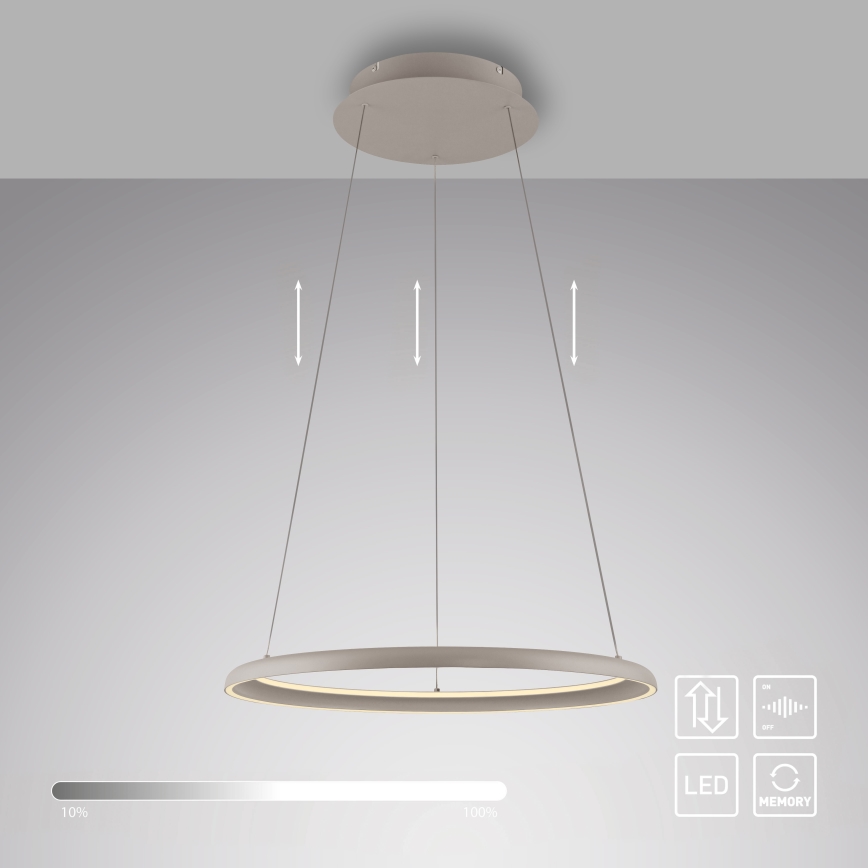 Schöner Wohnen 15570-39 - Lámpara colgante LED regulable con cable de suspensión QUILLO LED/36W/230V Ø 60 cm gris