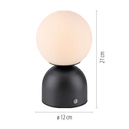 Schöner Wohnen 19218-18 - Lámpara de sobremesa recargable táctil y regulable RUDI LED/1,2W/5V 3000-6000K 1200 mAh negra
