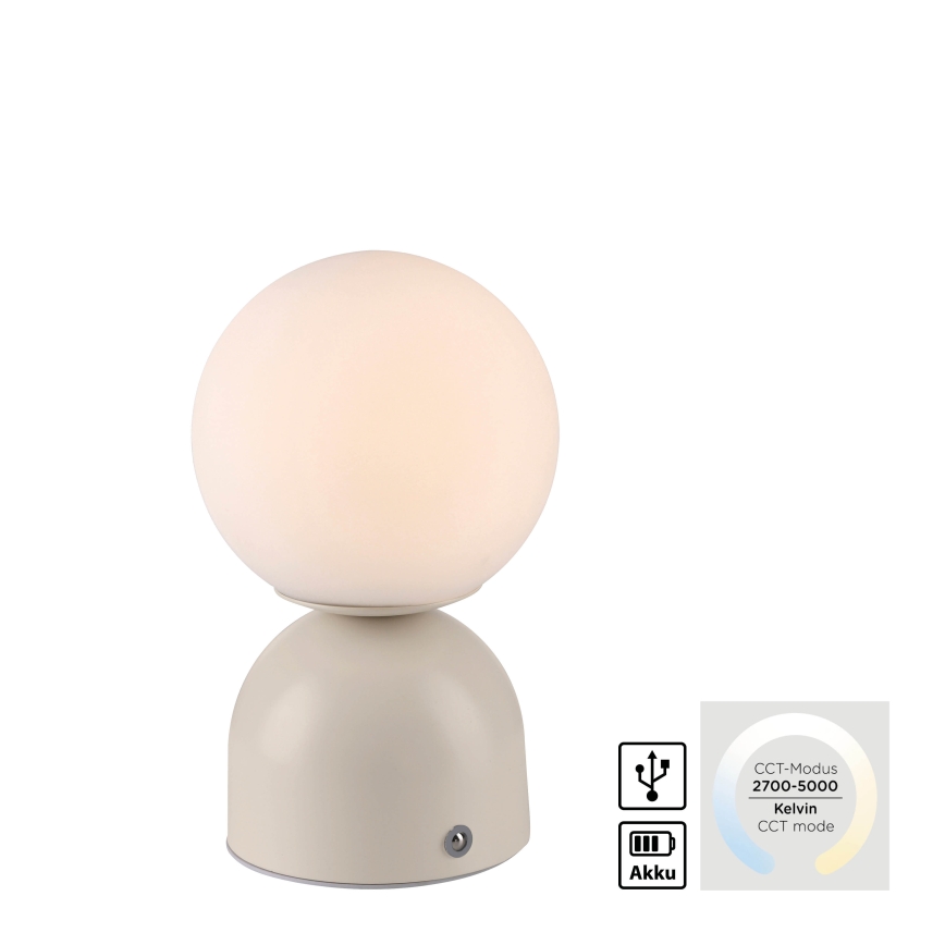 Schöner Wohnen 19218-39 - Lámpara de sobremesa LED recargable y regulable con control táctil RUDI LED/1,2W/5V 3000-6000K 1200 mAh gris