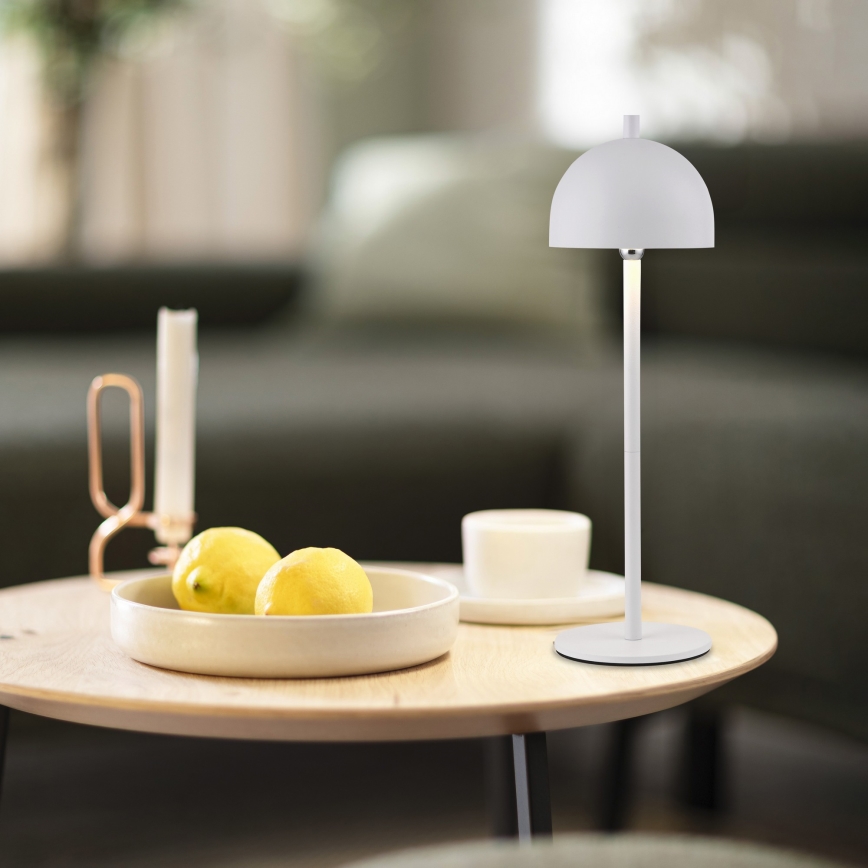 Schöner Wohnen 19244-16 - Lámpara de mesa para exterior BELLIS, LED táctil regulable y recargable, LED/2,5W/5V 2600 mAh IP54, blanca