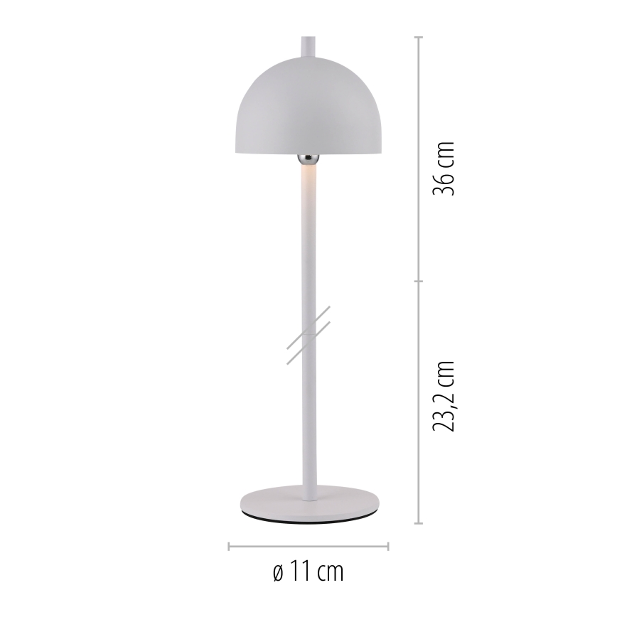 Schöner Wohnen 19244-16 - Lámpara de mesa para exterior BELLIS, LED táctil regulable y recargable, LED/2,5W/5V 2600 mAh IP54, blanca