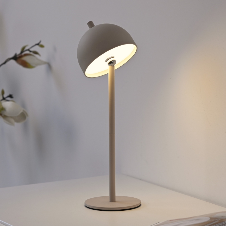 Schöner Wohnen 19244-39 - Lámpara de mesa LED recargable para exterior BELLIS, regulable con control táctil LED/2,5W/5V 2600 mAh IP54 gris