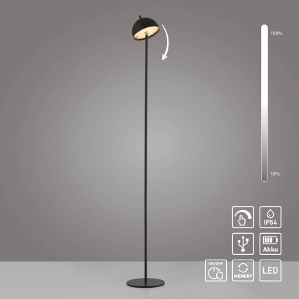 Schöner Wohnen 19245-18 - Lámpara de pie para exterior recargable, táctil y regulable LED BELLIS LED/2,5W/5V 2600 mAh IP54 negra