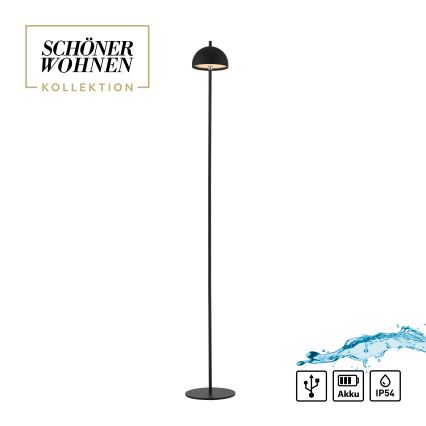 Schöner Wohnen 19245-18 - Lámpara de pie para exterior recargable, táctil y regulable LED BELLIS LED/2,5W/5V 2600 mAh IP54 negra