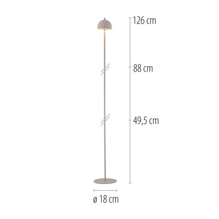 Schöner Wohnen 19245-39 - Lámpara de pie exterior recargable LED BELLIS, regulable con control táctil, 2,5W/5V, 2600 mAh, IP54, gris