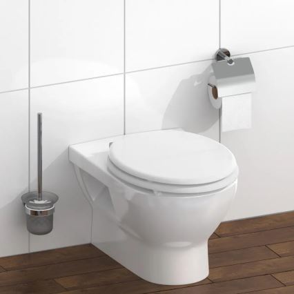 Schütte 84100-A - Asiento de inodoro blanco con cierre suave (SoftClose), en MDF