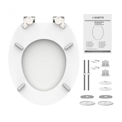 Schütte 84100-A - Asiento de inodoro blanco con cierre suave (SoftClose), en MDF
