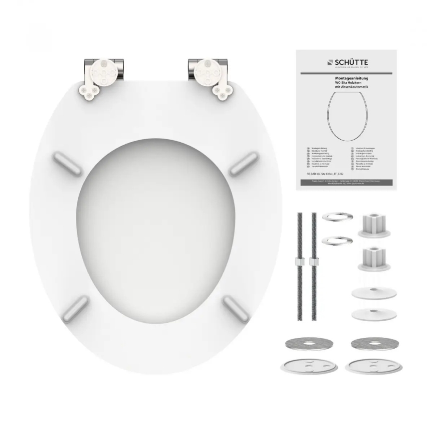 Schütte 84100-A - Asiento de inodoro blanco con cierre suave (SoftClose), en MDF
