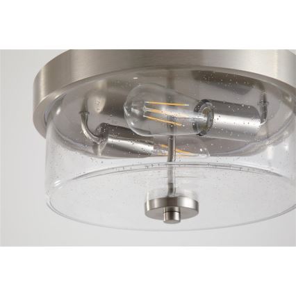 Searchlight - Lámpara de techo para baño PRESTON 2xE27/60W/230V IP44 Ø 33 cm color plata