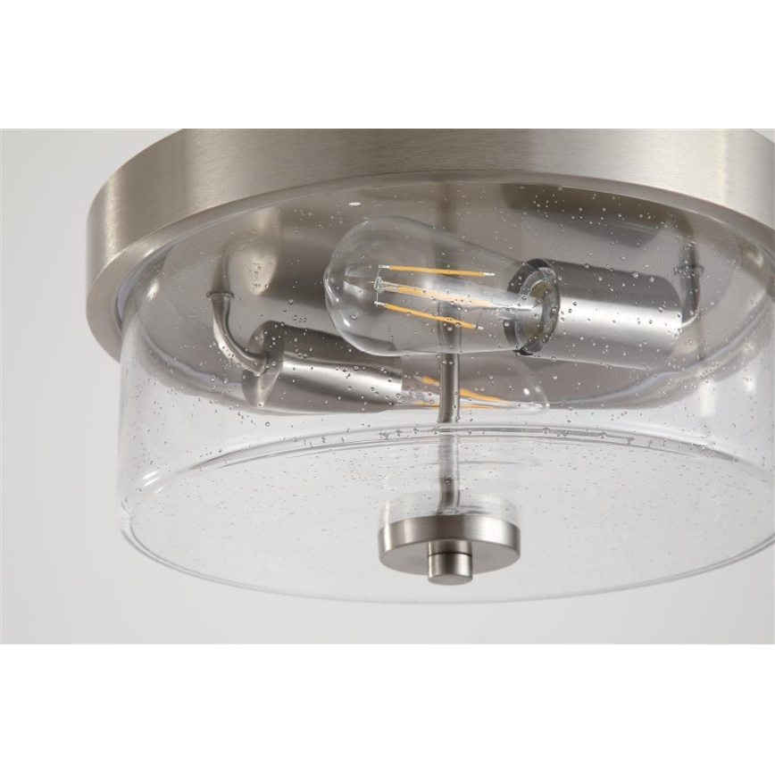 Searchlight - Lámpara de techo para baño PRESTON 2xE27/60W/230V IP44 Ø 33 cm color plata