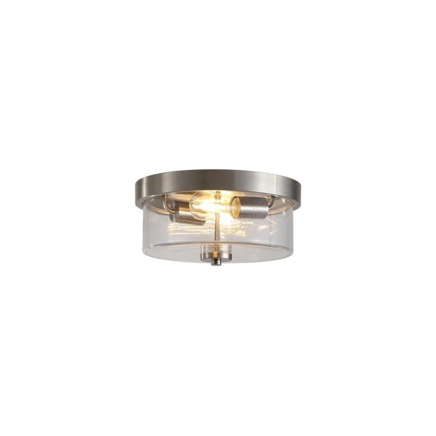 Searchlight - Lámpara de techo para baño PRESTON 2xE27/60W/230V IP44 Ø 33 cm color plata
