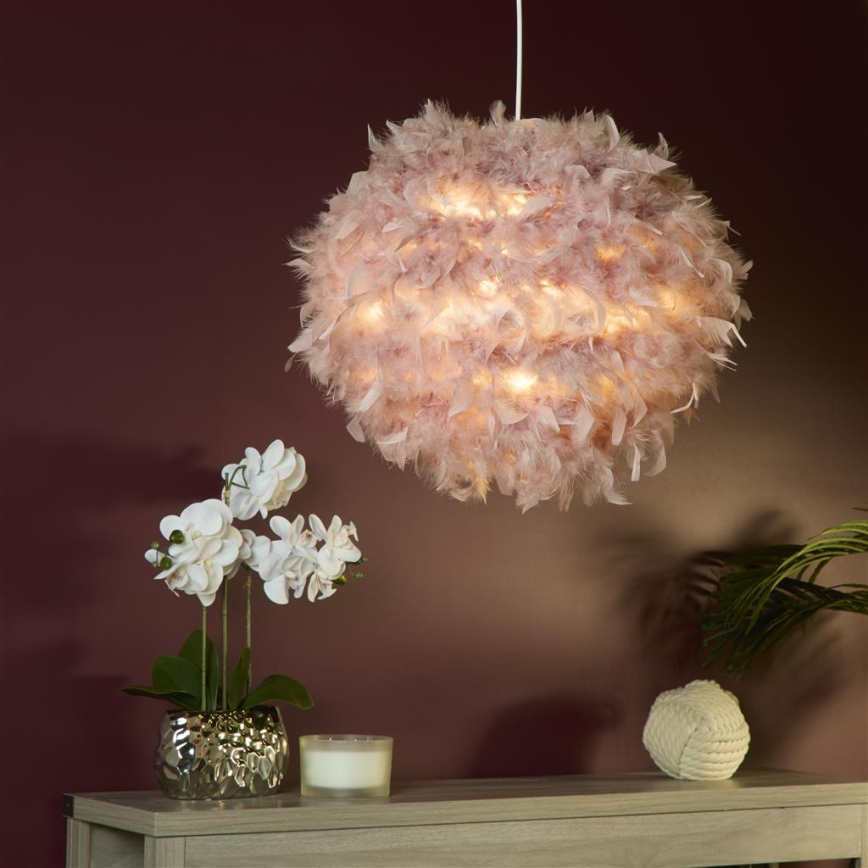 Searchlight - Pantalla para lámpara de araña KATE E14/E27 Ø 50 cm rosa
