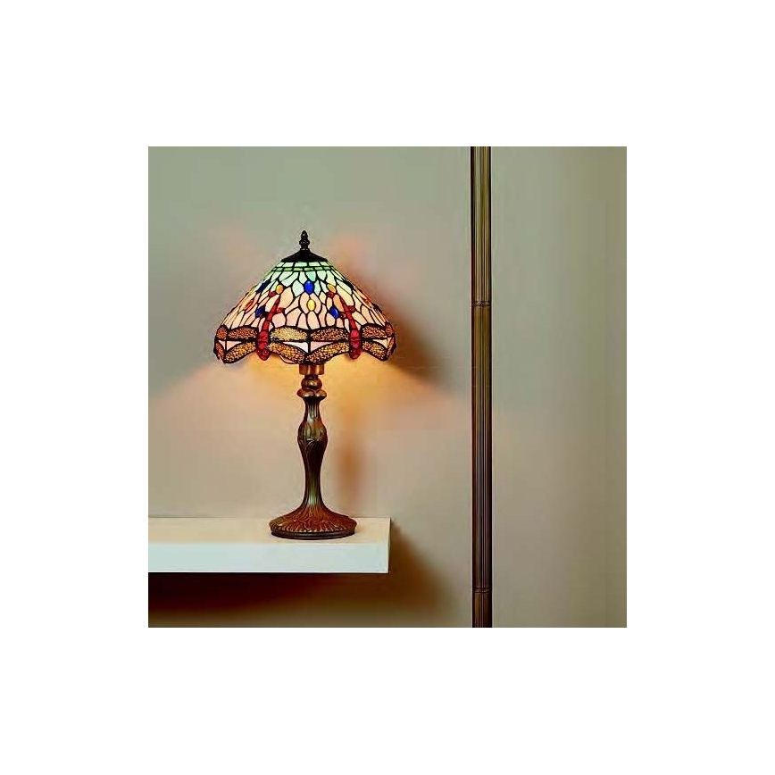 Searchlight - Lámpara de mesa Tiffany DRAGONFLY 1xE27/60W/230V