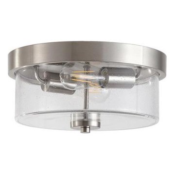 Searchlight - Lámpara de techo para baño PRESTON 2xE27/60W/230V IP44 Ø 33 cm color plata