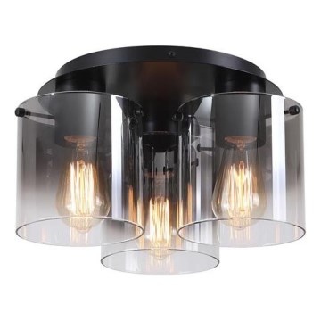Searchlight - Luminaria de techo SWEDEN 3xE27/60W/230V Ø 39 cm negro/ahumado