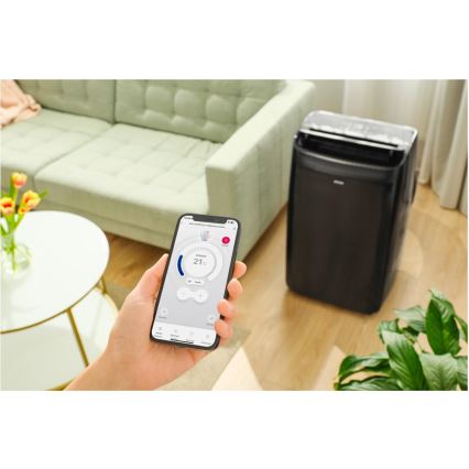 Sencor - Aire acondicionado móvil inteligente 4 en 1 con accesorios completos 900W/230V 9000 BTU Wi-Fi negro + mando a distancia