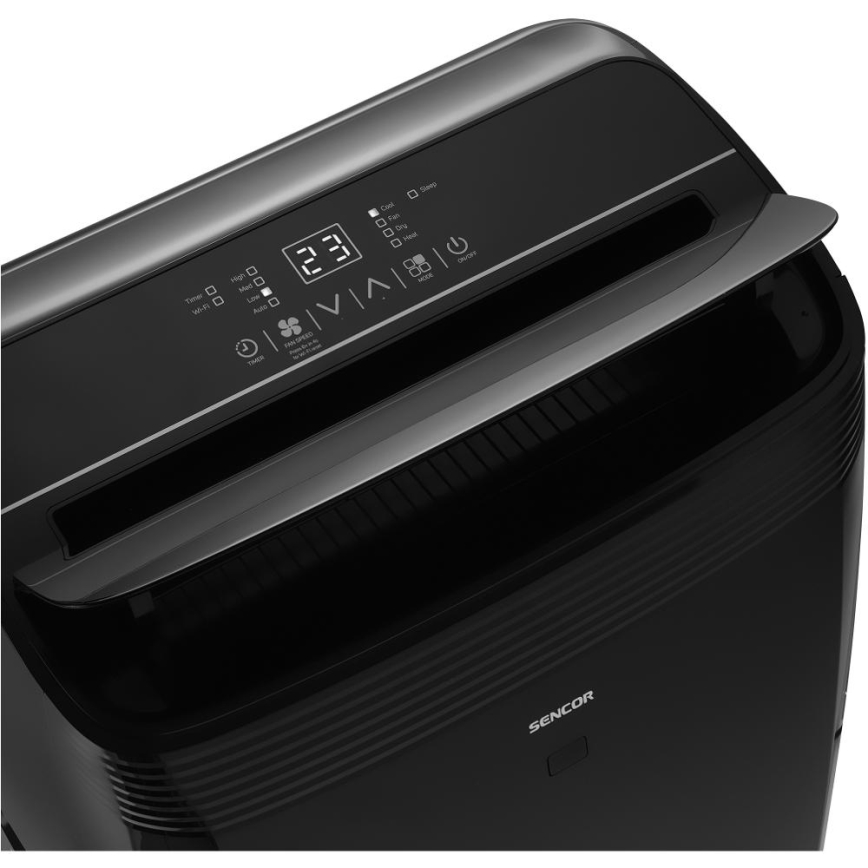 Sencor - Aire acondicionado móvil inteligente 4 en 1 con accesorios completos 900W/230V 9000 BTU Wi-Fi negro + mando a distancia