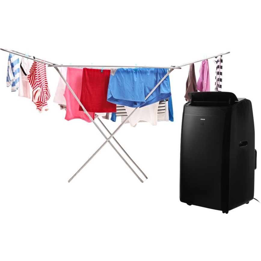 Sencor - Aire acondicionado móvil inteligente 4 en 1 con accesorios completos 900W/230V 9000 BTU Wi-Fi negro + mando a distancia