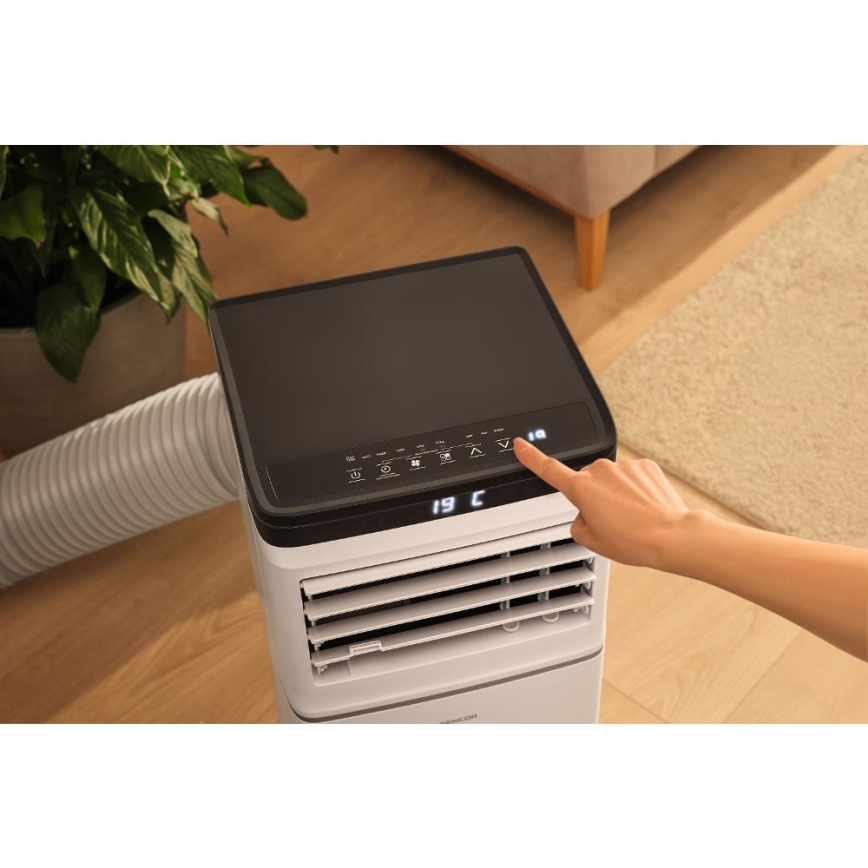 Sencor - Aire acondicionado portátil inteligente 3 en 1 con todos los accesorios incluidos 1020W/230V 10000 BTU Wi-Fi blanco + mando a distancia