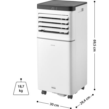 Sencor - Aire acondicionado portátil inteligente 3 en 1 con todos los accesorios incluidos 1020W/230V 10000 BTU Wi-Fi blanco + mando a distancia