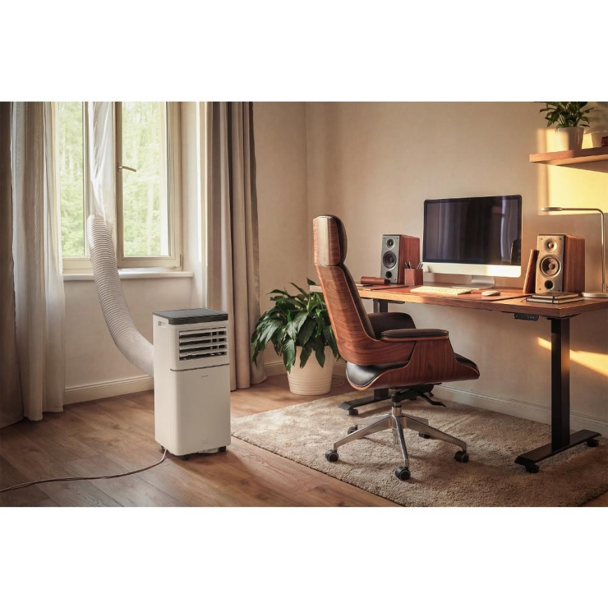 Sencor - Aire acondicionado portátil inteligente 3 en 1 con todos los accesorios incluidos 760W/230V 7000 BTU Wi-Fi blanco + mando a distancia