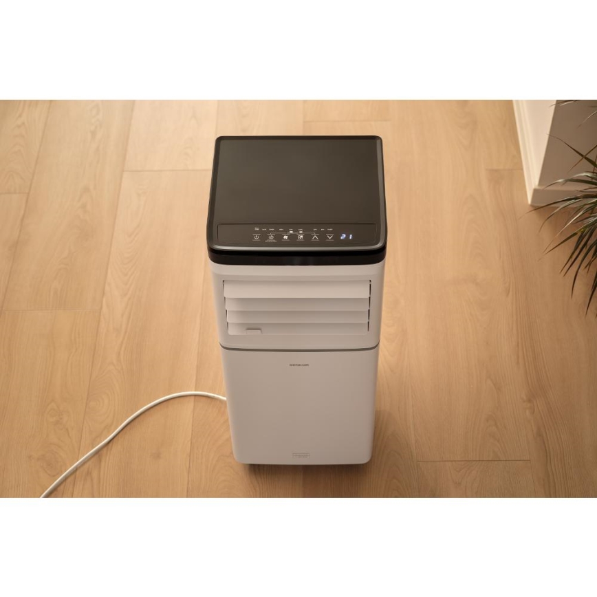 Sencor - Aire acondicionado portátil inteligente 3 en 1 con todos los accesorios incluidos 760W/230V 7000 BTU Wi-Fi blanco + mando a distancia