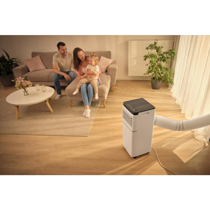 Sencor - Aire acondicionado portátil inteligente 3 en 1 con todos los accesorios incluidos 760W/230V 7000 BTU Wi-Fi blanco + mando a distancia