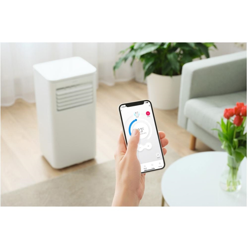 Sencor - Aire acondicionado portátil inteligente 3 en 1 incluye kit completo de accesorios 760W/230V 7000 BTU Wi-Fi + mando a distancia