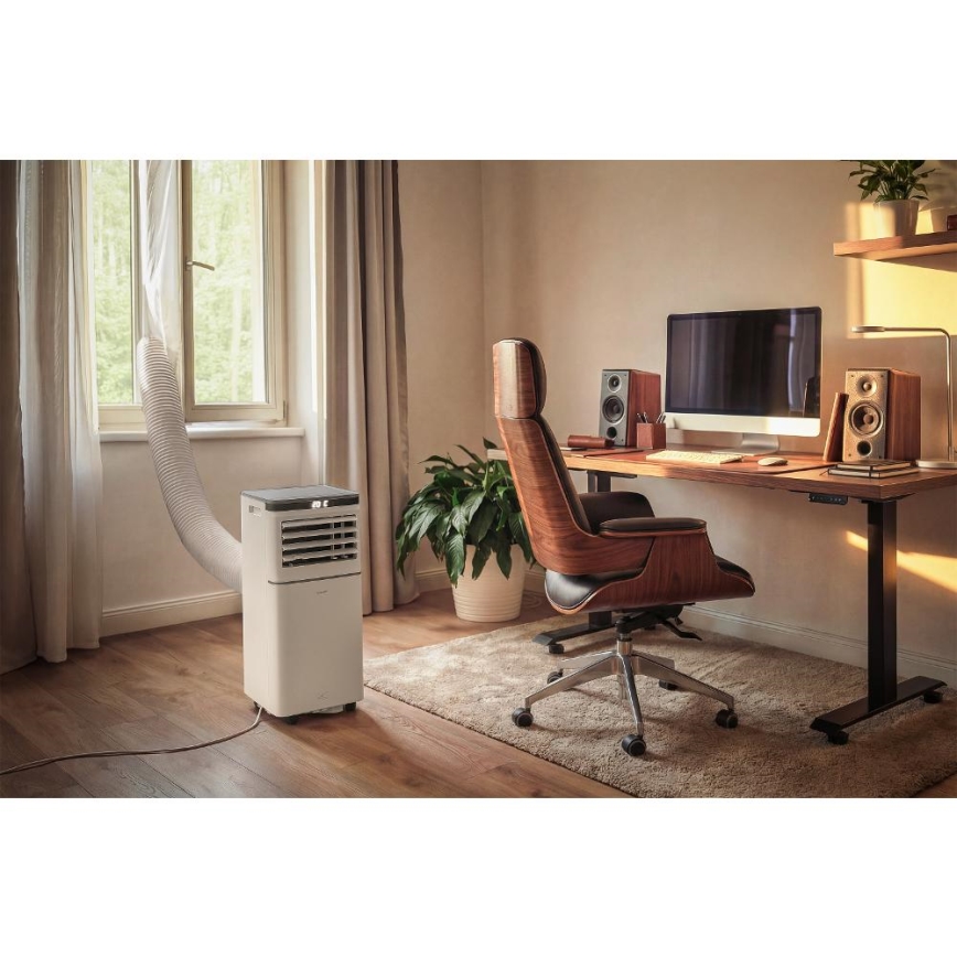 Sencor - Aire acondicionado móvil inteligente 3 en 1 con kit completo de accesorios 815W/230V 8000 BTU Wi-Fi blanco + mando a distancia