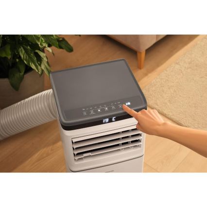 Sencor - Aire acondicionado móvil inteligente 3 en 1 con kit completo de accesorios 815W/230V 8000 BTU Wi-Fi blanco + mando a distancia