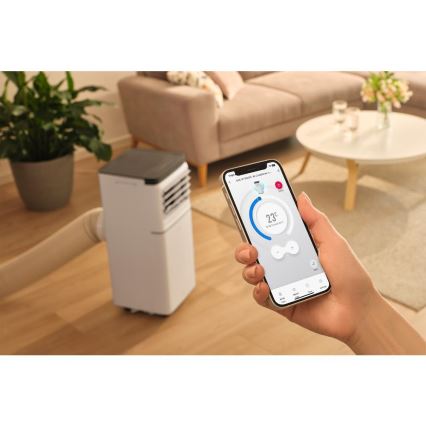 Sencor - Aire acondicionado móvil inteligente 3 en 1 con kit completo de accesorios 815W/230V 8000 BTU Wi-Fi blanco + mando a distancia