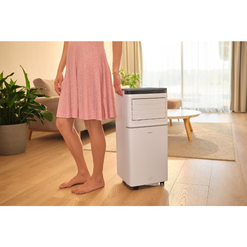 Sencor - Aire acondicionado móvil inteligente 3 en 1 con kit completo de accesorios 815W/230V 8000 BTU Wi-Fi blanco + mando a distancia