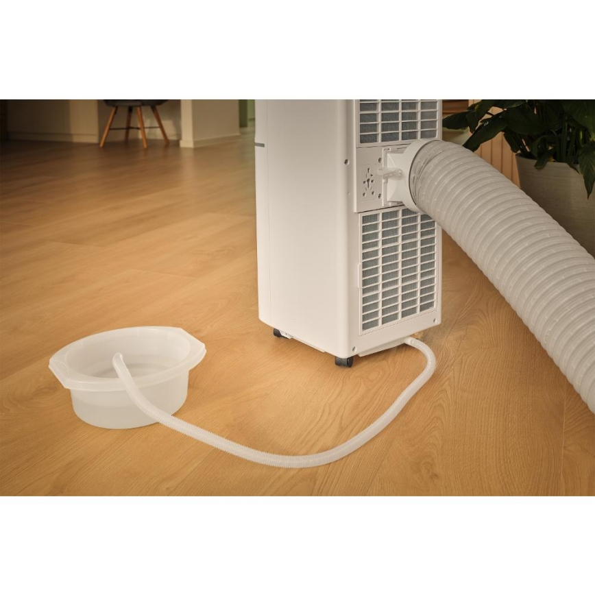 Sencor - Aire acondicionado móvil inteligente 3 en 1 con kit completo de accesorios 815W/230V 8000 BTU Wi-Fi blanco + mando a distancia