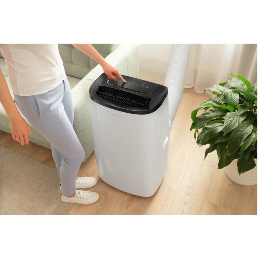 Sencor - Aire acondicionado móvil inteligente 4 en 1 incluye accesorios completos 1700W/230V 12000 BTU Wi-Fi blanco + mando a distancia