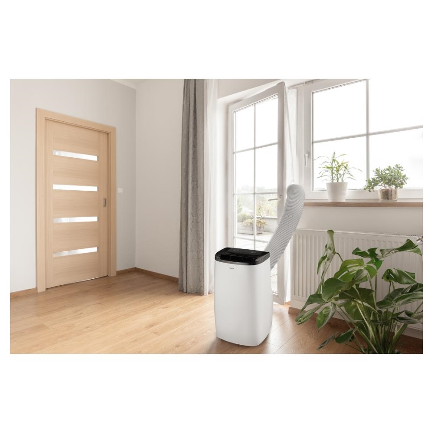 Sencor - Aire acondicionado móvil inteligente 4 en 1 incluye accesorios completos 1700W/230V 12000 BTU Wi-Fi blanco + mando a distancia