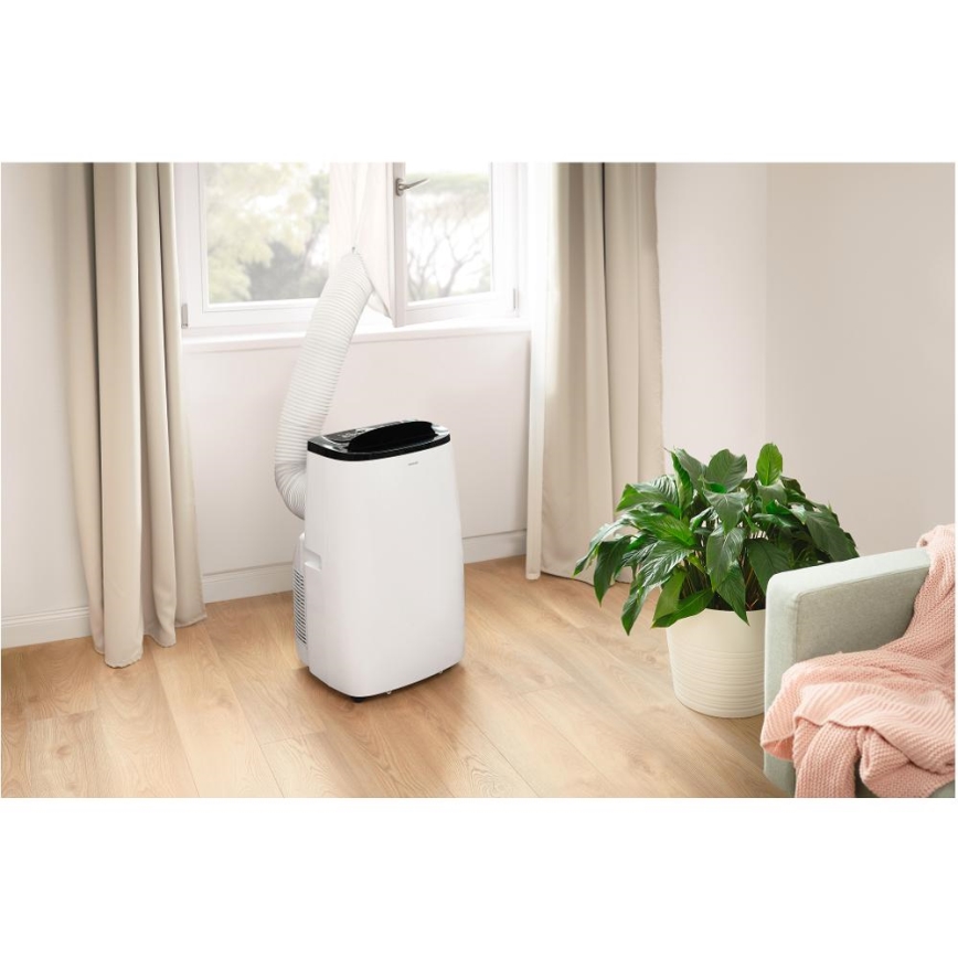 Sencor - Aire acondicionado móvil inteligente 4 en 1 incluye accesorios completos 1700W/230V 12000 BTU Wi-Fi blanco + mando a distancia