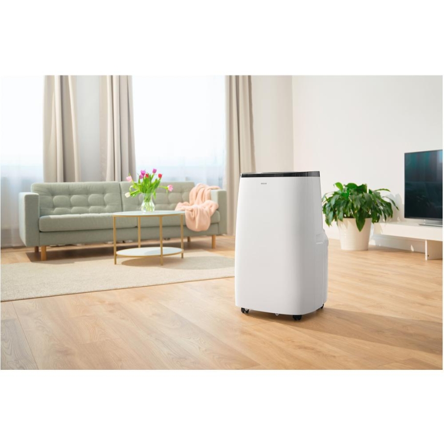 Sencor - Aire acondicionado móvil inteligente 4 en 1 incluye accesorios completos 1700W/230V 12000 BTU Wi-Fi blanco + mando a distancia
