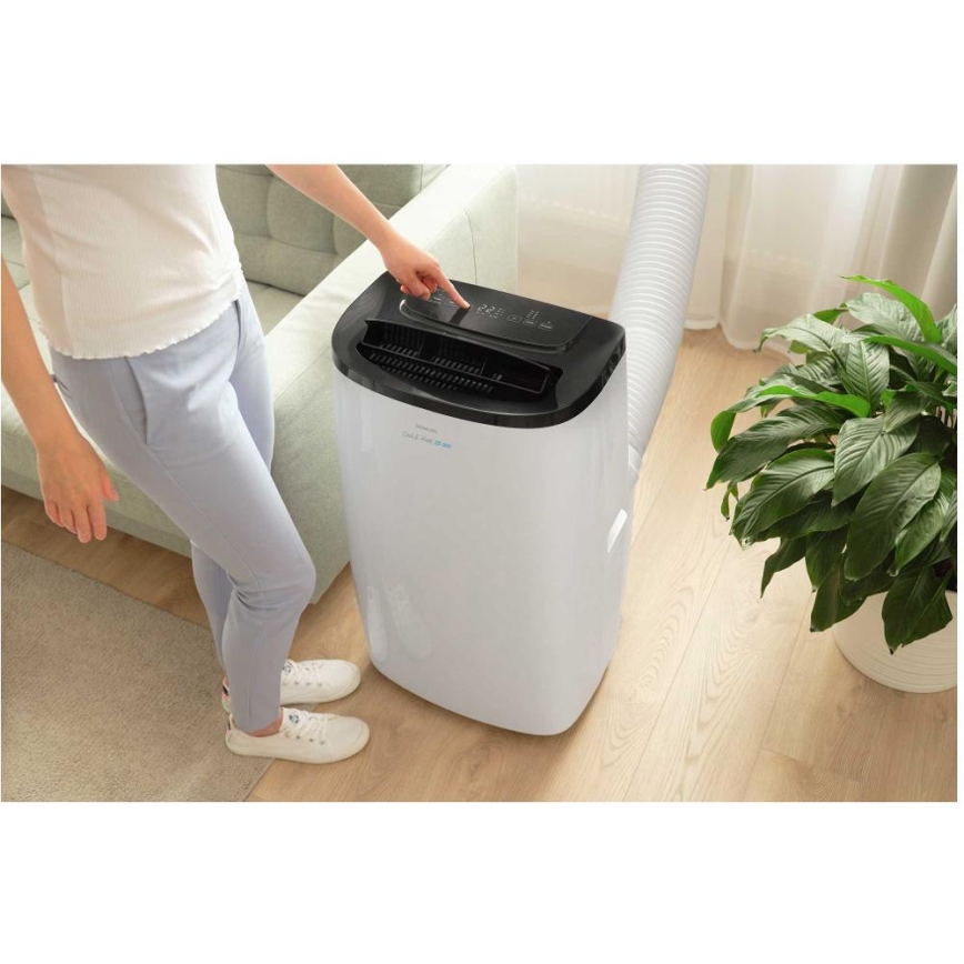 Sencor - Aire acondicionado portátil inteligente 4 en 1 con kit completo de accesorios 1750W/230V 18000 BTU Wi‑Fi blanco + mando a distancia