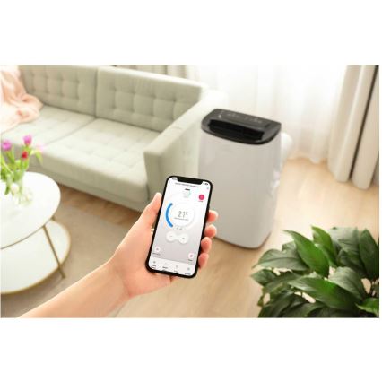 Sencor - Aire acondicionado portátil inteligente 4 en 1 con kit completo de accesorios 1750W/230V 18000 BTU Wi‑Fi blanco + mando a distancia