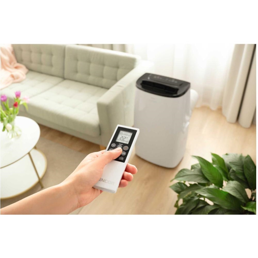 Sencor - Aire acondicionado portátil inteligente 4 en 1 con kit completo de accesorios 1750W/230V 18000 BTU Wi‑Fi blanco + mando a distancia