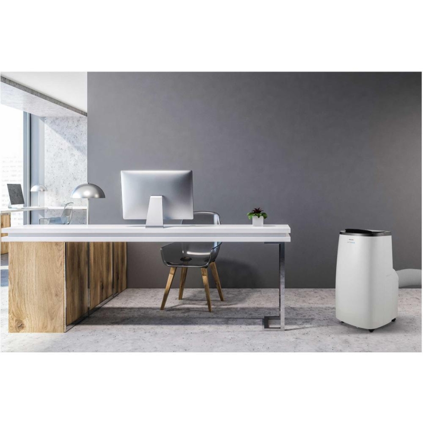 Sencor - Aire acondicionado portátil inteligente 4 en 1 con kit completo de accesorios 1750W/230V 18000 BTU Wi‑Fi blanco + mando a distancia