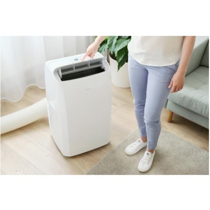Sencor - Aire acondicionado portátil inteligente 5 en 1 con kit completo de accesorios 733W/230V 9000 BTU Wi-Fi blanco + mando a distancia