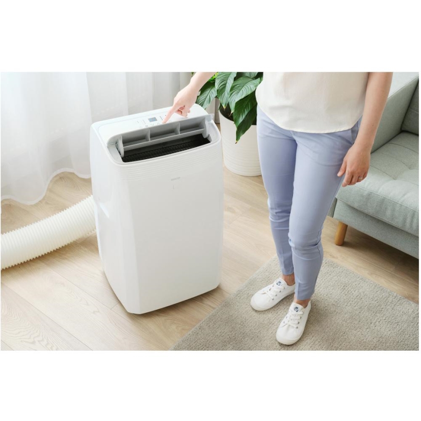 Sencor - Aire acondicionado portátil inteligente 5 en 1 con kit completo de accesorios 733W/230V 9000 BTU Wi-Fi blanco + mando a distancia