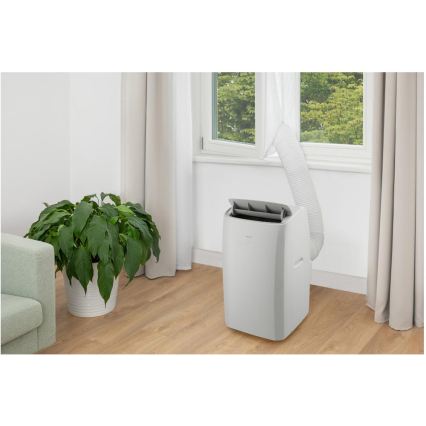 Sencor - Aire acondicionado portátil inteligente 5 en 1 con kit completo de accesorios 733W/230V 9000 BTU Wi-Fi blanco + mando a distancia